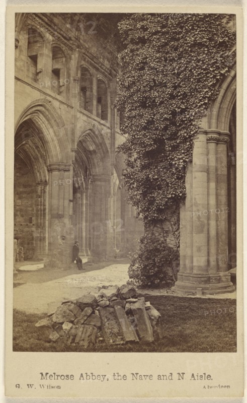 Melrose Abbey, the Nave and N. Aisle; George Washington Wilson, Scottish, 1823 - 1893, September 20, 1865; Albumen silver print
