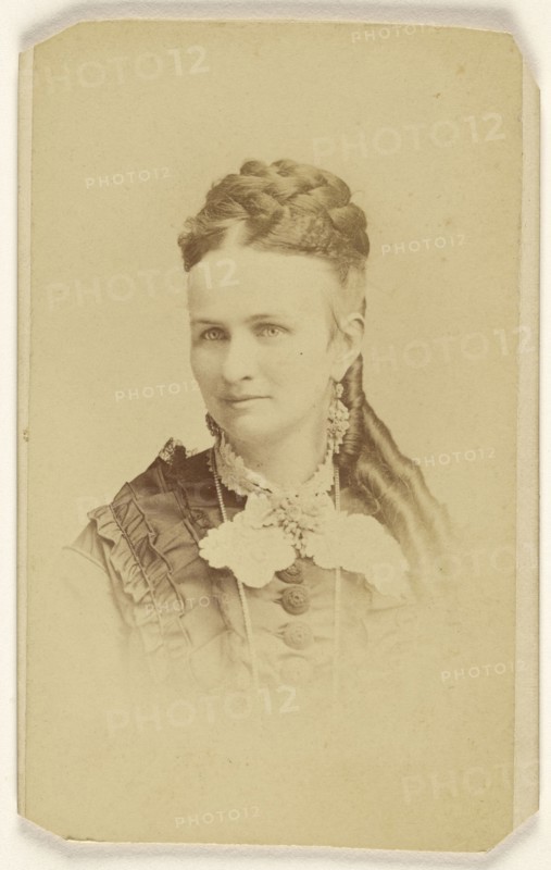 woman with long curls, printed in vignette-style; Abraham Bogardus, American, 1822 - 1908, 1870 - 1875; Albumen silver print