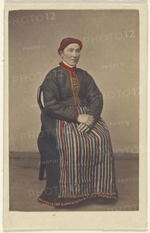 Pige fra Osterfjorden. woman in Norwegian costume, seated; Knud Knudsen, Norwegian, 1832 - 1915, active Bergen, Norway, 1866