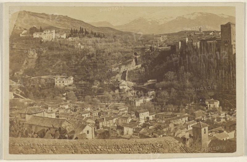 Panoramic view surrounding the Alhambra; 1867 - 1870; Albumen silver print