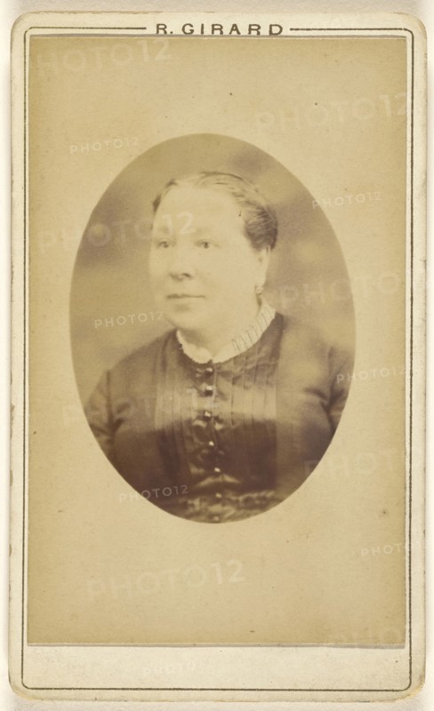 woman, printed in quasi-oval style; R. Girard, French, active Paris, France 1859 - 1860s, about 1880; Albumen silver print