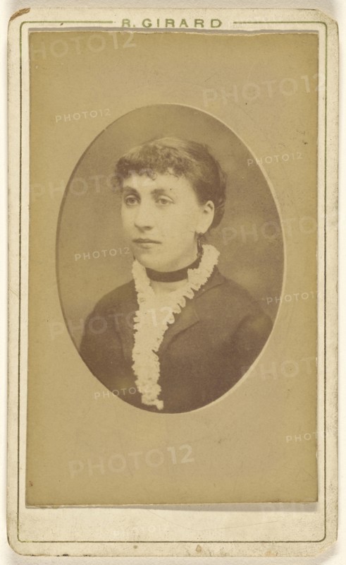 woman, printed in quasi-oval style; R. Girard, French, active Paris, France 1859 - 1860s, 1875 - 1880; Albumen silver print