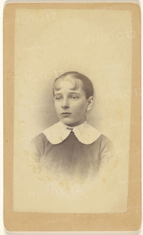 young girl, printed in vignette-style; D.A. Frommeyer, American, active Hanover, Pennsylvania 1860s, 1865 - 1875; Albumen