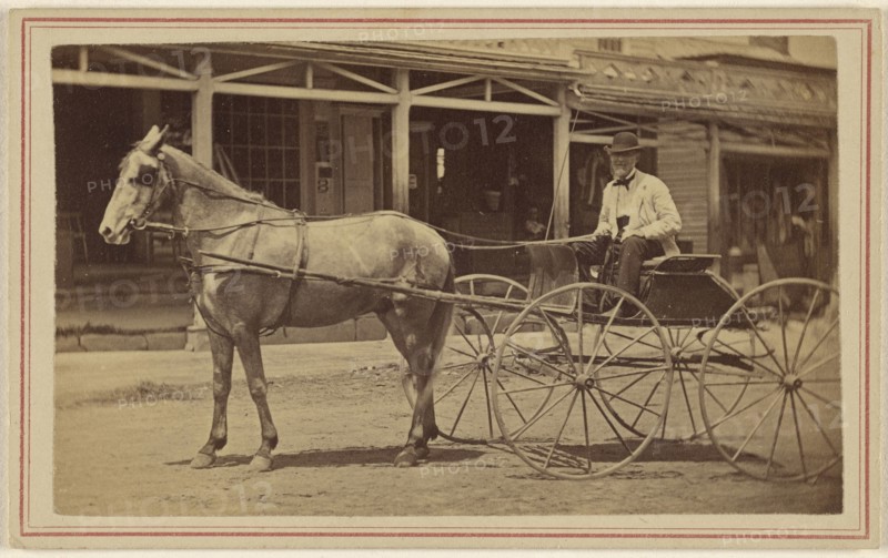 A.B. Tubbs - Photographer in front of studio - Farmer Village, N.Y; Tubbs & Porter; 1870 - 1880; Albumen silver print