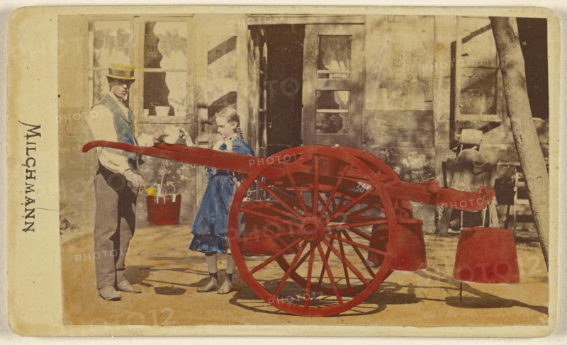 Milchmann; E. Hattorff, German, active Hamburg, Germany 1880s, 1865 - 1870; Hand-colored albumen silver print