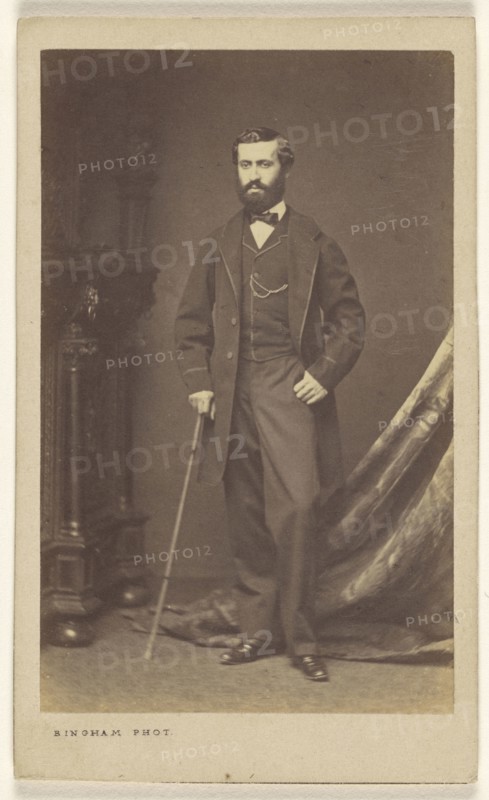 bearded man with walking stick, standing; Robert Jefferson Bingham, British, 1824 - 1870, about 1865; Albumen silver print