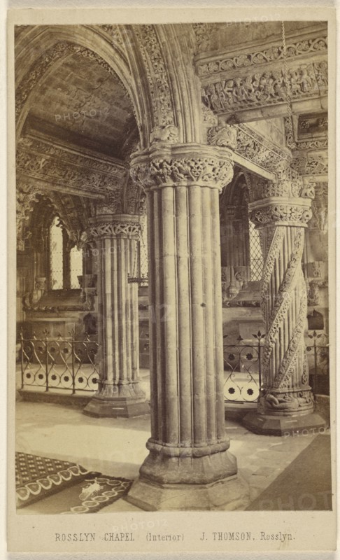 Rosslyn Chapel, Interior, John Thomson, Scottish, 1837 - 1921, October 3, 1865; Albumen silver print