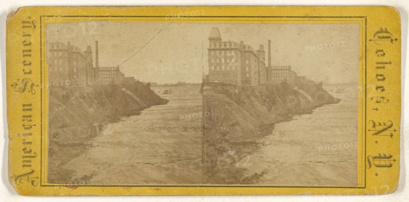 Falls from R.R. Bridge. Cohoes, New York; American; about 1870; Albumen silver print