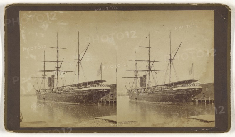 French Steamship Pereire. New York City; American; about 1870; Albumen silver print