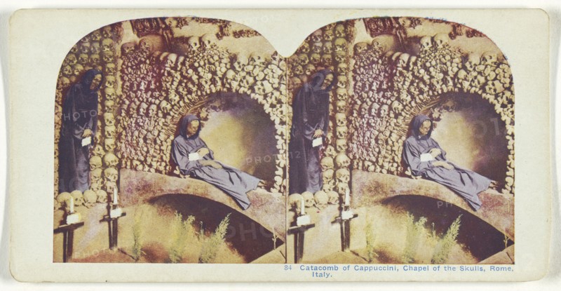 Catacomb of Cappuccini, Chapel of the Skulls, Rome, Italy; about 1910; Color Photomechanical