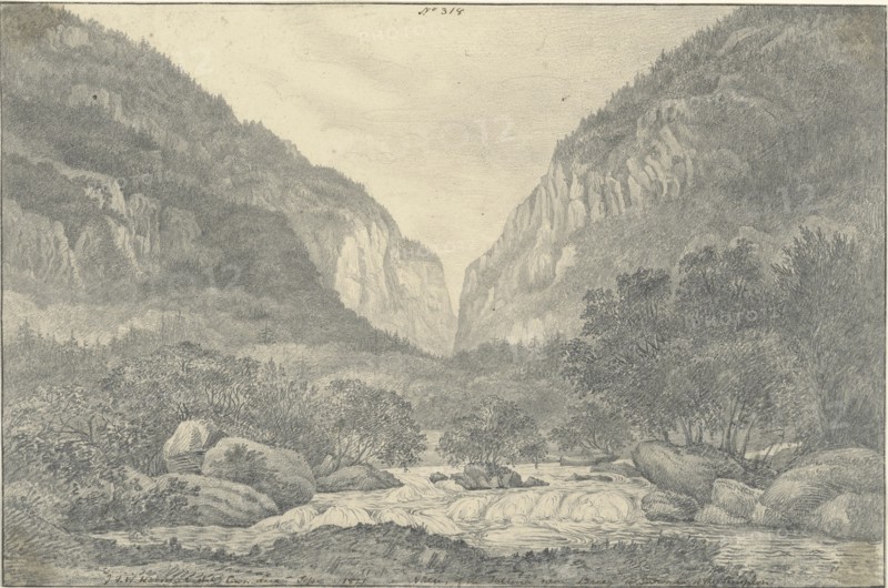 Valley of the Saltina near Brieg at Entrance of the Simplon; Sir John Frederick William Herschel, British, 1792 - 1871, 1821