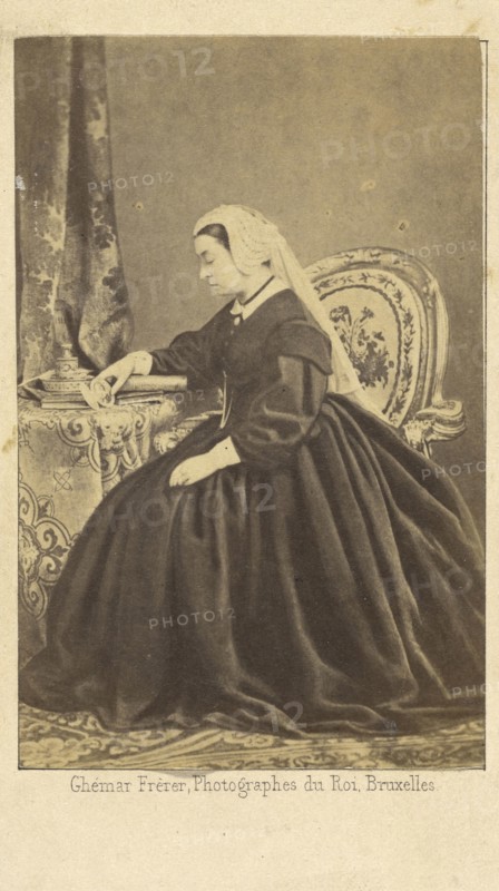Portrait of Queen Victoria seated, gazing at a photograph of Prince Albert; Ghémar Frères, active 1860s, Brussels, Belgium