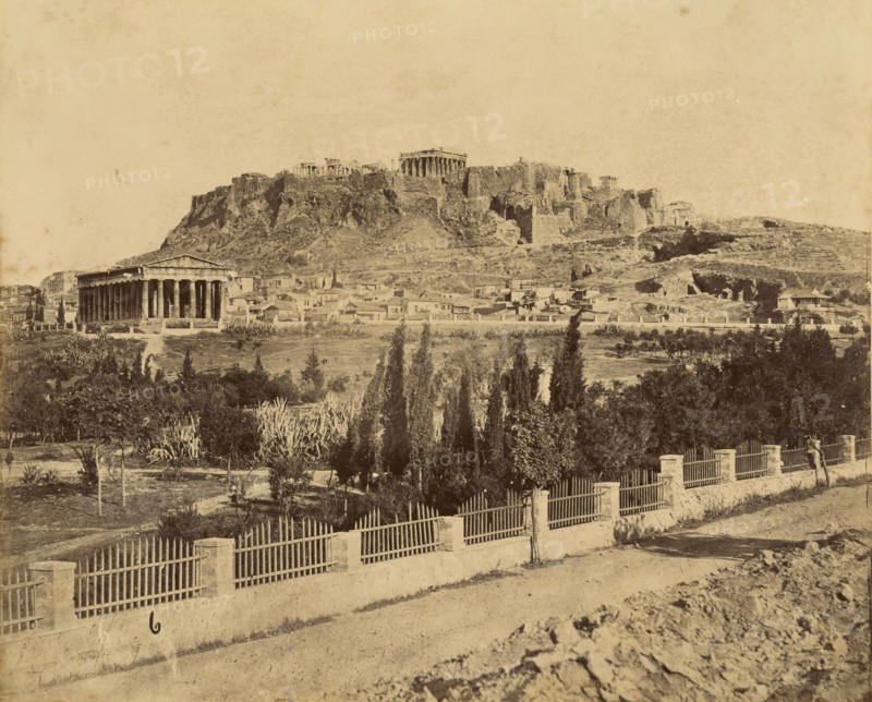 Acropolis of Athens, page 1, recto, about 1865; Albumen silver print