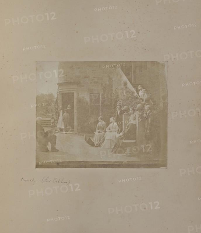 Group at Bonaly Towers; Hill & Adamson, Scottish, active 1843 - 1848, Scotland; 1843 - 1846; Salted paper print from a Calotype