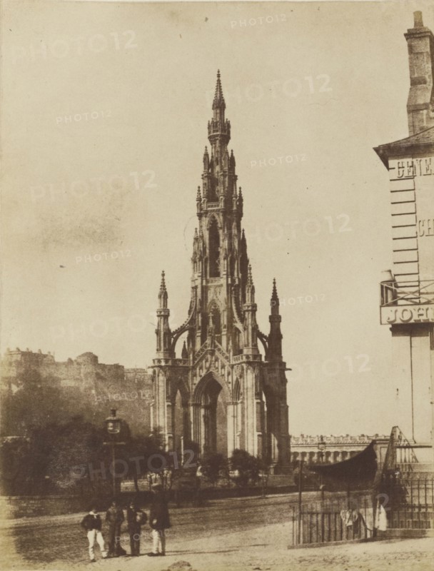 Scott Monument, Edinburgh; Hill & Adamson, Scottish, active 1843 - 1848, France; about 1845; Salted paper print from a Calotype