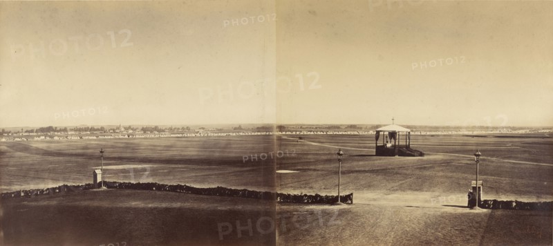 Panorama of the Camp at Châlons, six photographs in three frames, Gustave Le Gray, French, 1820 - 1884, Chalons, France; 1857