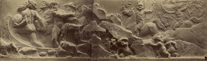 Giants Hurl Boulders at Gods; Ernst Alpers, German, active Hannover, Germany about 1867, Hanover, Germany; 1867; Albumen silver