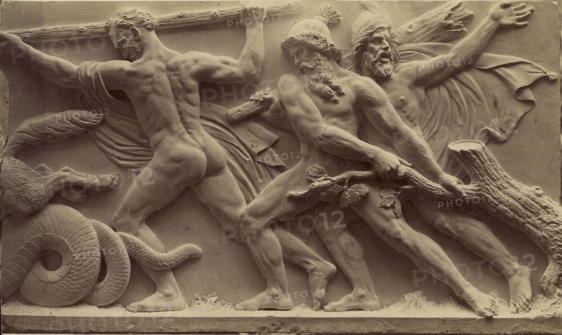 Men and Animals; Ernst Alpers, German, active Hannover, Germany about 1867, Hanover, Germany; 1867; Albumen silver print