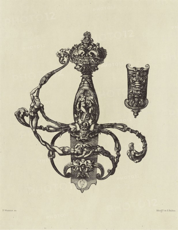 Design for a Sword Hilt by Pierre Woeiriot; Édouard Baldus, French, born Germany, 1813 - 1889, Paris, France; 1866