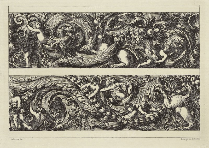 Design by Jean le Pautre; Édouard Baldus, French, born Germany, 1813 - 1889, Paris, France; 1866; Heliogravure; 16.6 x 23.5 cm