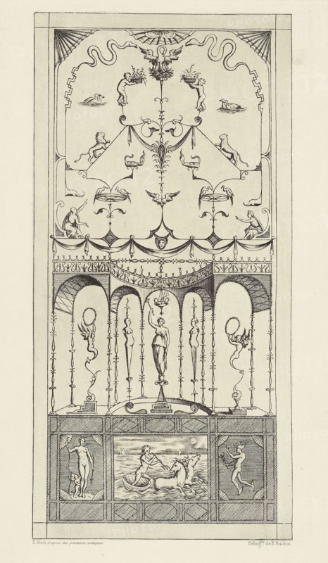Design by Enea Vico after Antique Paintings; Édouard Baldus, French, born Germany, 1813 - 1889, Paris, France; 1866