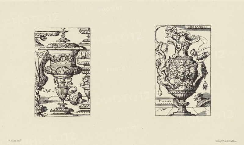 Design by Virgil Solis; Édouard Baldus, French, born Germany, 1813 - 1889, Paris, France; 1866; Heliogravure; 14.6 x 25.5 cm