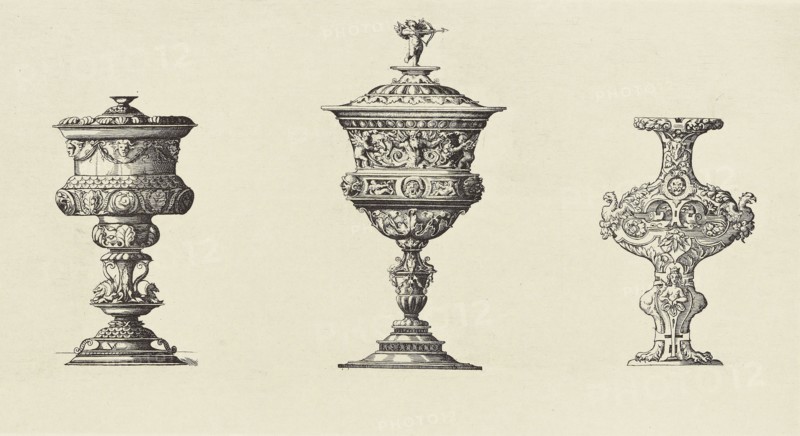Design by Virgil Solis; Édouard Baldus, French, born Germany, 1813 - 1889, Paris, France; 1866; Heliogravure; 13.7 x 25.5 cm