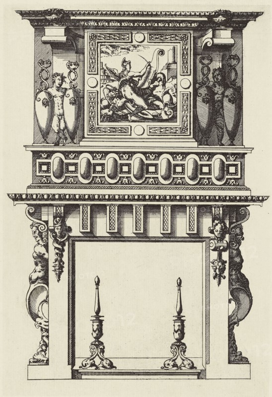 Design for a Fireplace; Édouard Baldus, French, born Germany, 1813 - 1889, Paris, France; 1866; Heliogravure; 26.6 x 18.1 cm