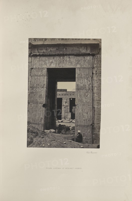 Pylon Gateway at Medinet-Haboo; Francis Frith, English, 1822 - 1898, Luxor, Luxor Governorate, Egypt; 1857; Albumen silver