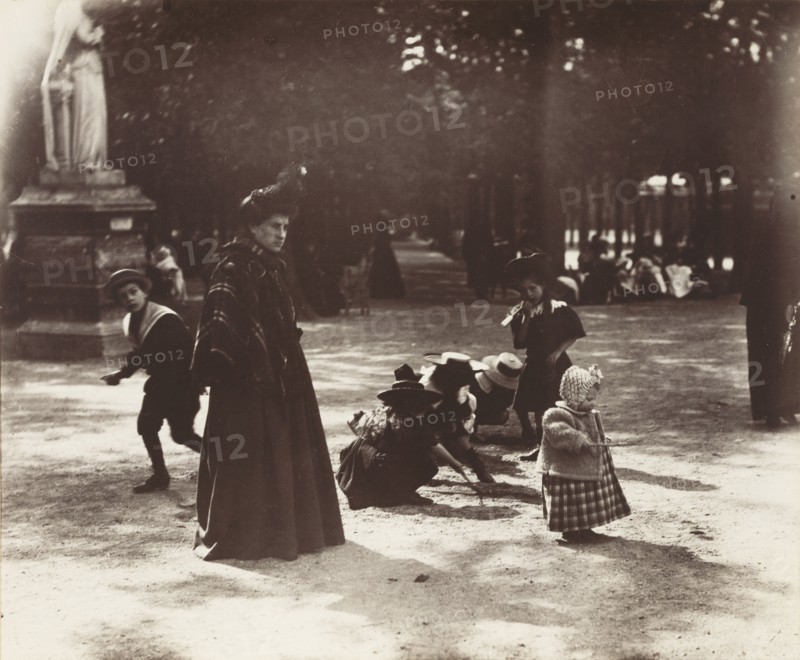 Children Playing, Luxembourg Gardens; Eugène Atget, French, 1857 - 1927, about 1898; Albumen silver print