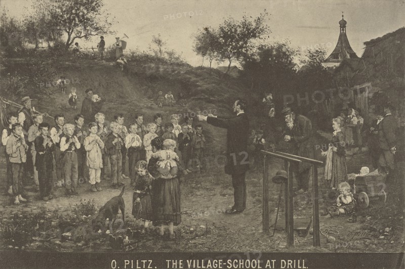 O. Piltz - The Village School at Drill; late 19th century; Collotype; 16.5 × 24.7 cm, 6 1,2 × 9 3,4 in