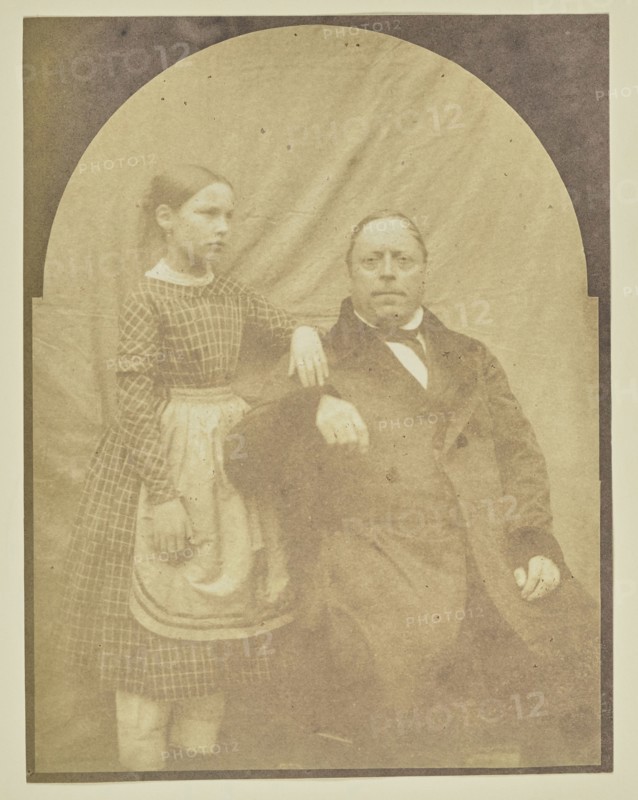 Portrait of man and girl; Hippolyte Bayard, French, 1801 - 1887, about 1840–1849; Salted paper print; 15.8 × 12.1 cm