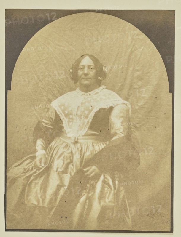 Portrait of seated woman; Hippolyte Bayard, French, 1801 - 1887, about 1840–1849; Salted paper print; 16.2 × 12.1 cm
