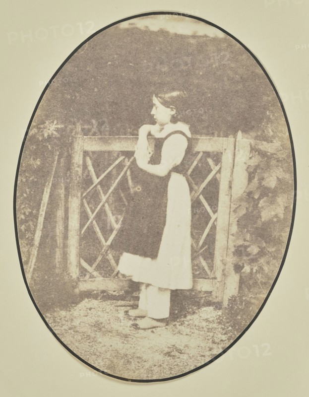 Portrait of girl at gate; Hippolyte Bayard, French, 1801 - 1887, about 1840–1849; Salted paper print; 15.1 × 11.5 cm