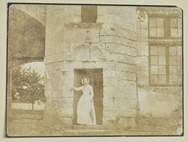 Woman in Entryway of Tower; Hippolyte Bayard, French, 1801 - 1887, about 1840–1849; Salted paper print; 12.2 × 16.3 cm