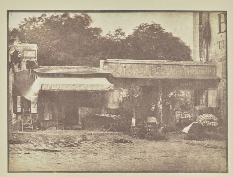 Flea market stalls on Rue du Rocher; Hippolyte Bayard, French, 1801 - 1887, Paris, France; about 1845–1848; Salted paper print
