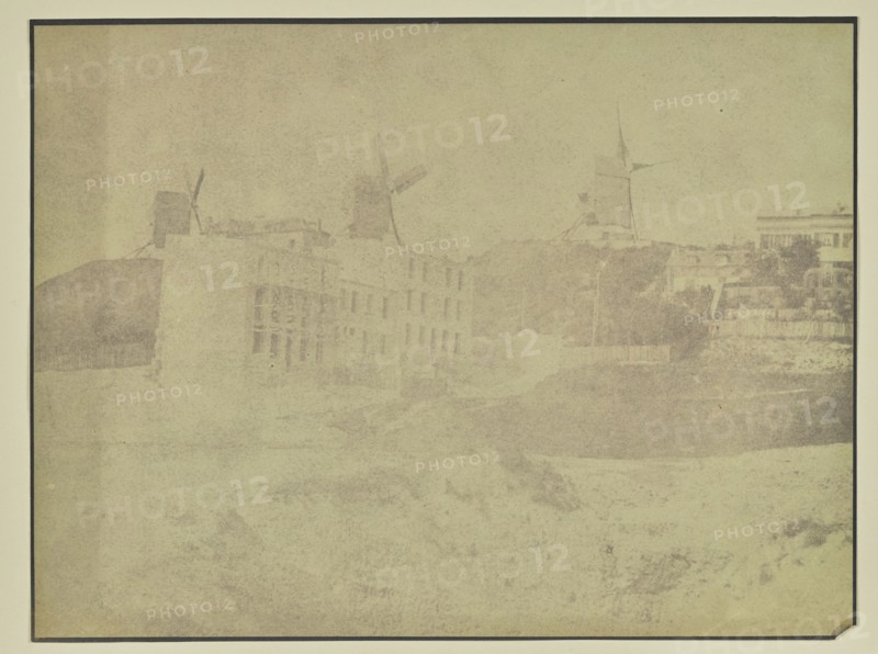 Windmills of Montmartre; Hippolyte Bayard, French, 1801 - 1887, Paris, France, Europe; about 1842; Salted paper print