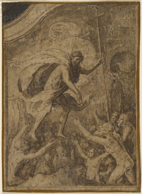 Christ in Limbo; Flemish Master; 1520 - 1540; Pen and brown ink and brown wash; 16.7 x 12.2 cm 6 9,16 x 4 13,16 in