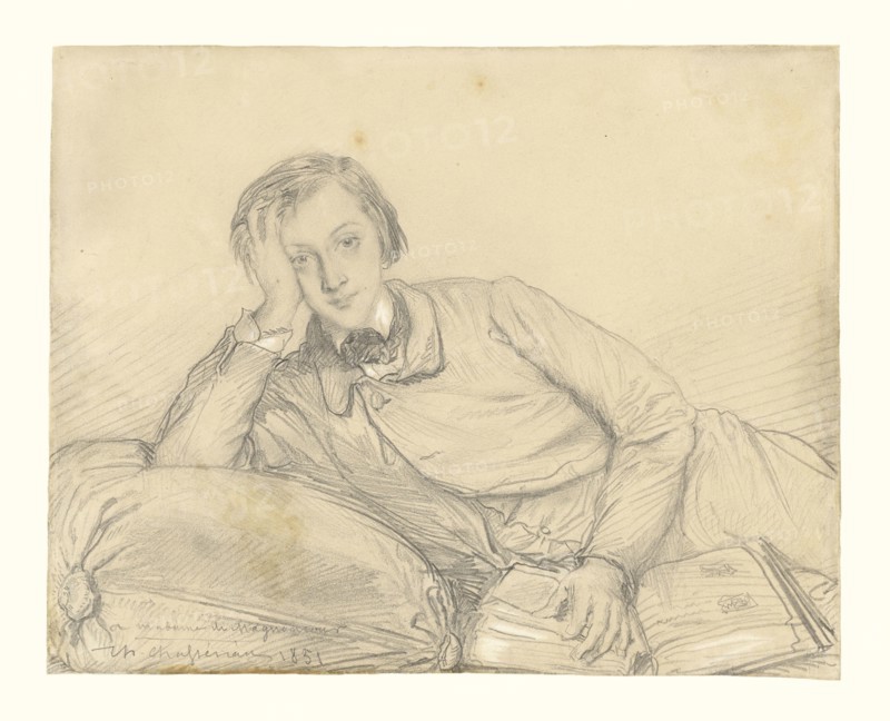 Portrait of Raymond de Magnoncourt; Théodore Chassériau, French, 1819 - 1856, 1851; Pencil heightened with white chalk