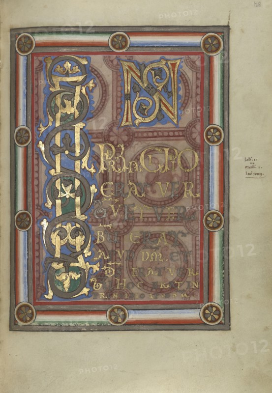 Decorated Incipit Page; Helmarshausen, Germany; about 1120 - 1140; Tempera colors, gold, and silver on parchment