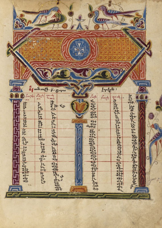 Canon Table Page; Mesrop of Khizan, Armenian, active 1605 - 1651, Isfahan, Persia; 1615; Tempera colors, gold paint, and gold