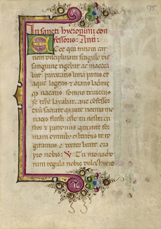 Decorated Initial E; Ferrara, Emilia-Romagna, Italy; about 1469; Tempera colors, gold paint, gold leaf, and ink on parchment