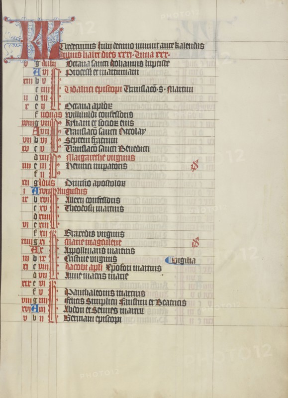 Calendar Page; Vienna, Austria; about 1420 - 1430; Tempera colors, gold leaf, and ink on parchment; Leaf: 41.9 x 31 cm