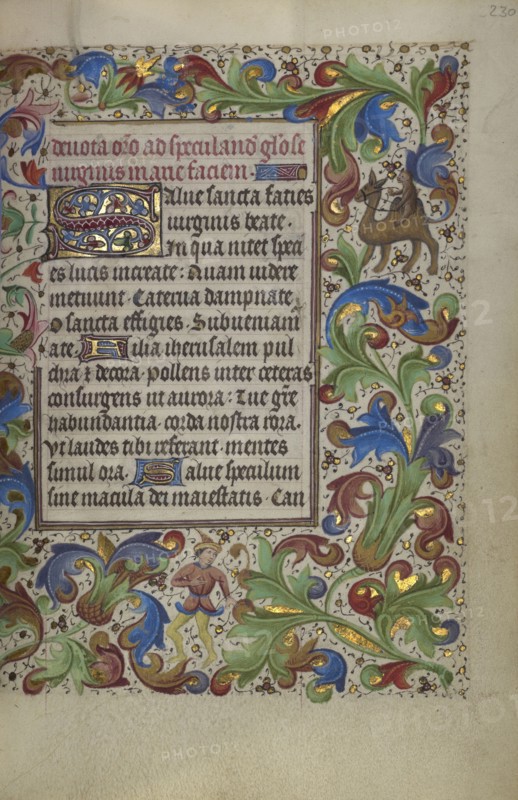 Decorated Initial S; Ghent, probably, Belgium; about 1450 - 1455; Tempera colors, gold leaf, and ink on parchment