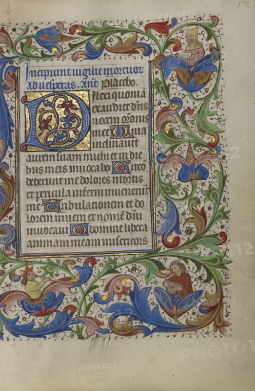 Decorated Initial D; Ghent, probably, Belgium; about 1450 - 1455; Tempera colors, gold leaf, and ink on parchment