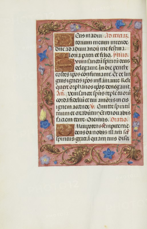 Decorated Text Page; Bruges, Belgium; about 1510 - 1520; Tempera colors, gold, and ink on parchment; Leaf: 23.2 x 16.7 cm