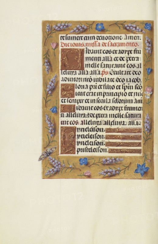 Decorated Text Page; Bruges, Belgium; about 1510 - 1520; Tempera colors, gold, and ink on parchment; Leaf: 23.2 x 16.7 cm