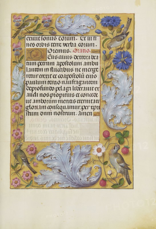 Decorated Text Page; Bruges, Belgium; about 1510 - 1520; Tempera colors, gold, and ink on parchment; Leaf: 23.2 x 16.7 cm