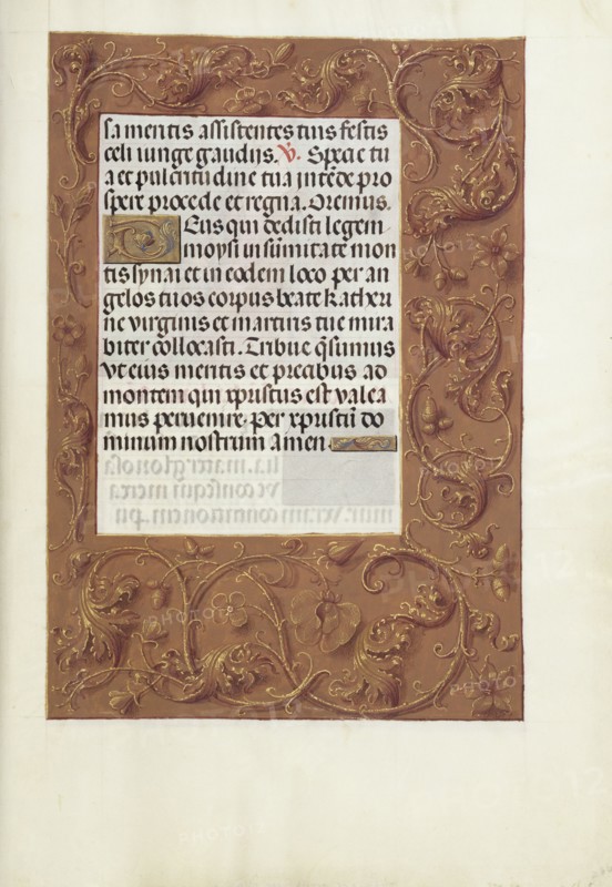 Decorated Text Page; Bruges, Belgium; about 1510 - 1520; Tempera colors, gold, and ink on parchment; Leaf: 23.2 x 16.7 cm