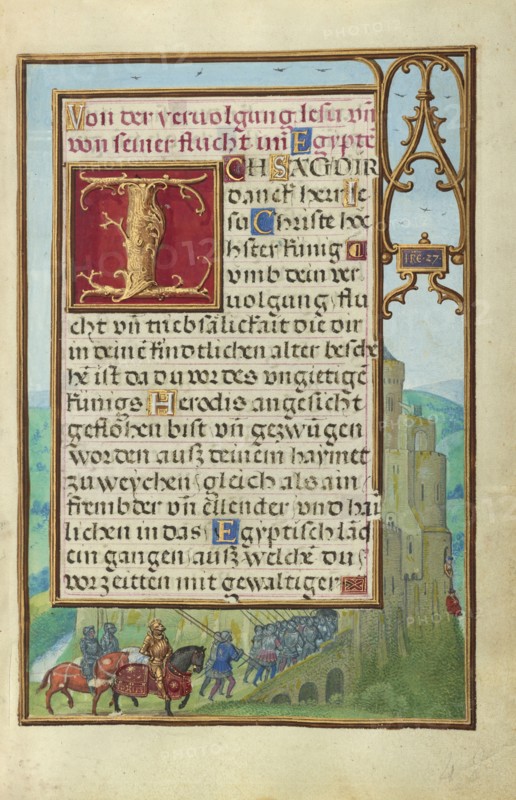 Border with Michal Helping David to Escape from Saul; Simon Bening, Flemish, about 1483 - 1561, Bruges, Belgium; about 1525